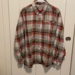 Eddie Bauer Red and Green Casual Button Down Shirt